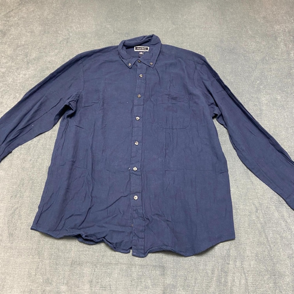 Club Room Shirt Mens Large Navy Blue Cotton Pockets Casual Button Down Outdoor